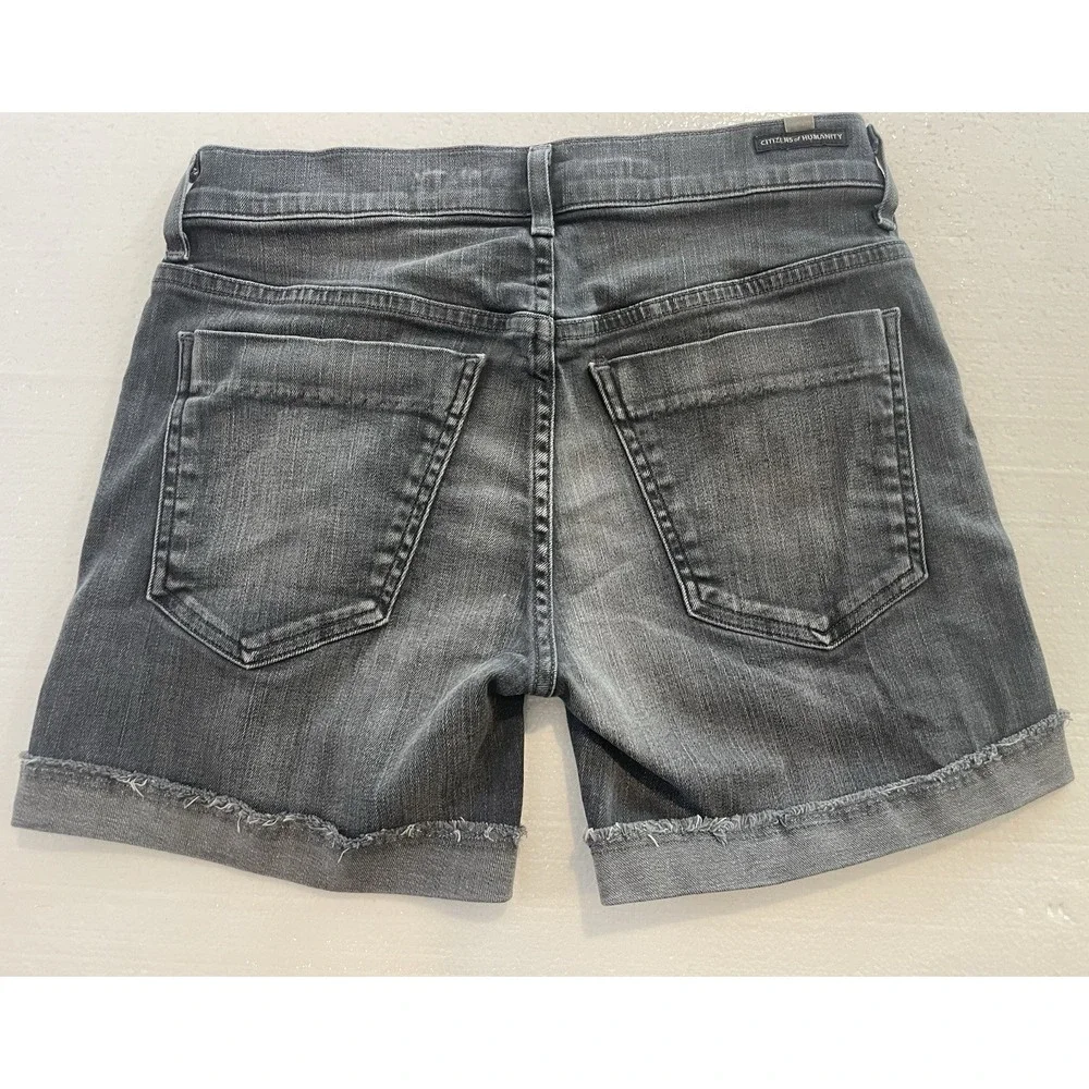 Citizens Of Humanity Dark Gray Denim Cuffed Shorts Sz 1 W25